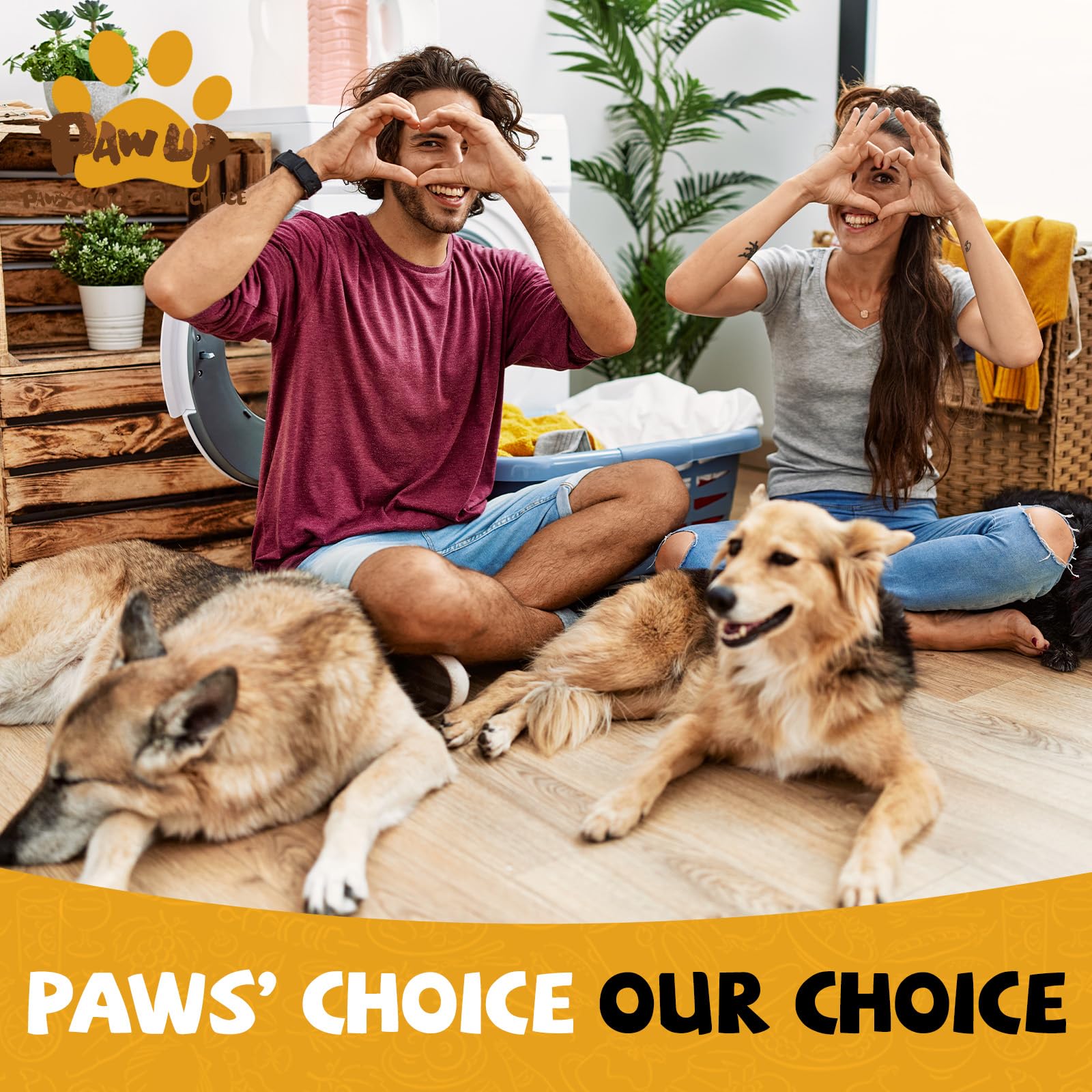 PAWUP dental-friendly chew action indicating plaque reduction benefits.