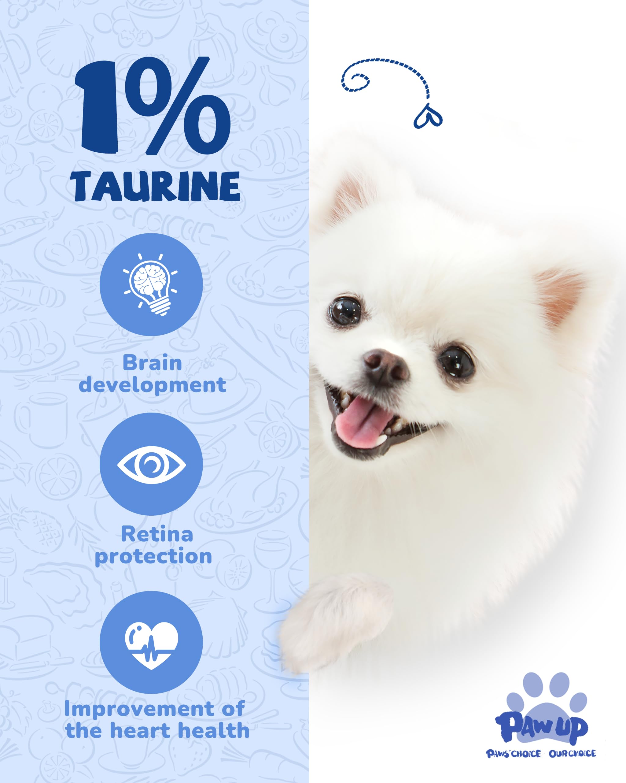 PAWUP training-friendly treats depict a wagging dog during positive reinforcement.
