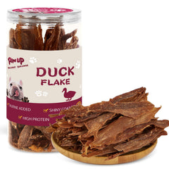 PAWUP Duck Crisp Flakes packaging in resealable can for freshness.