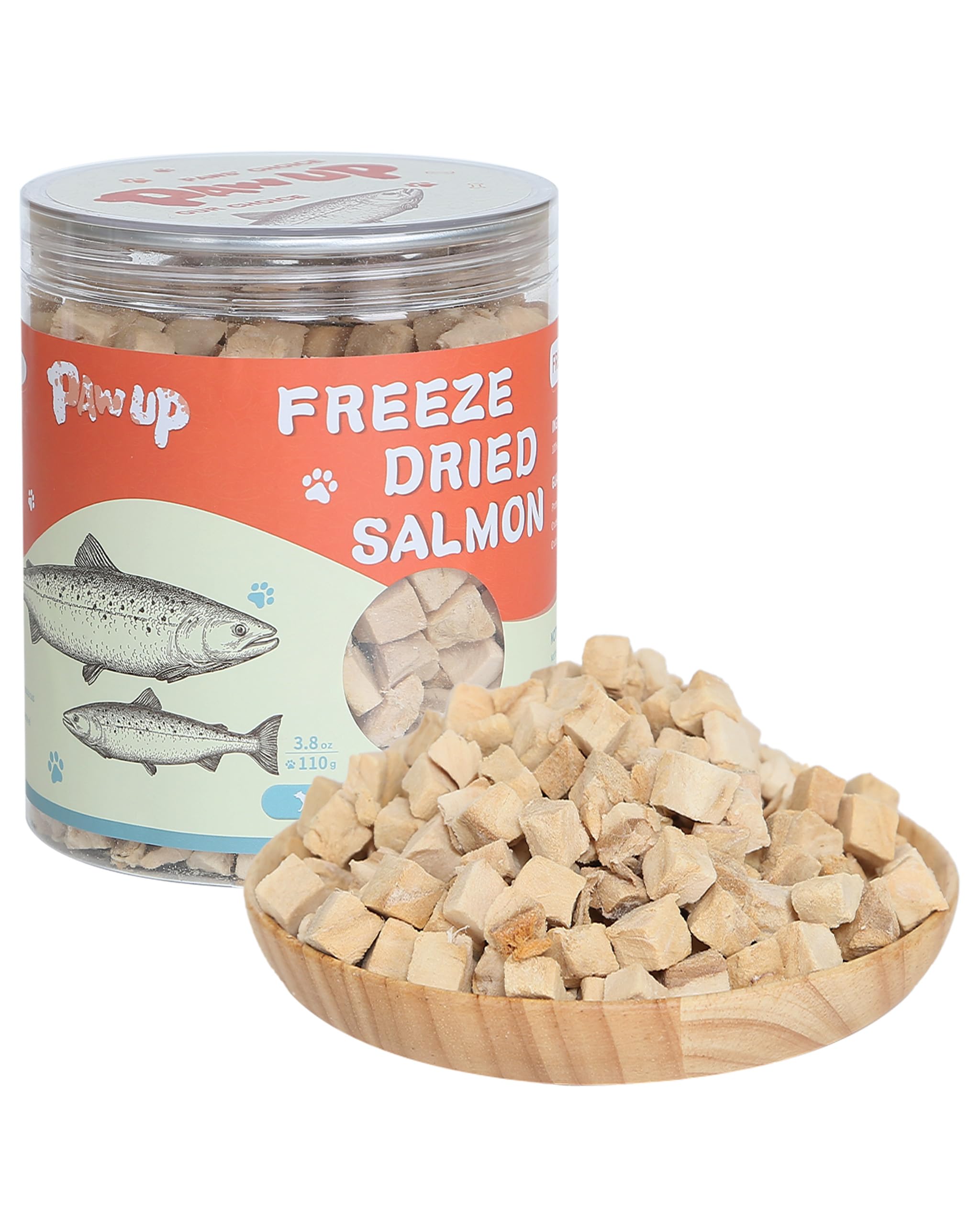 PAWUP Freeze Dried Salmon Treats, whole piece, ideal for training with omega-3 benefits.
