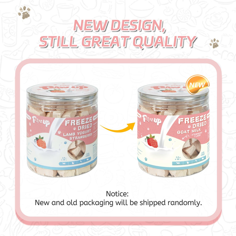 PAWUP label highlights low-lactose, grain-free formula for sensitive stomachs.