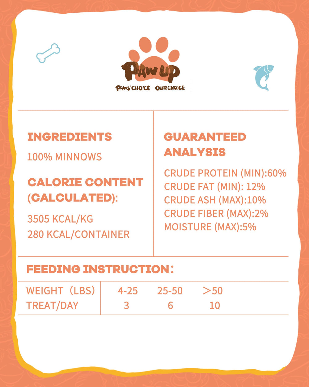 PAWUP Packaged salmon treats in a compact 3.8 oz bag for on-the-go snacking.