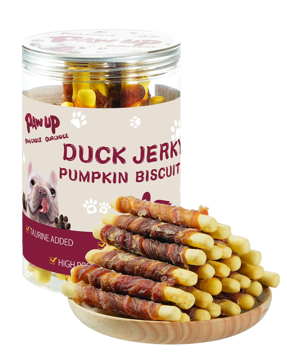 PAWUP pumpkin biscuits with duck wrap for a tasty, easy-to-digest dog treat