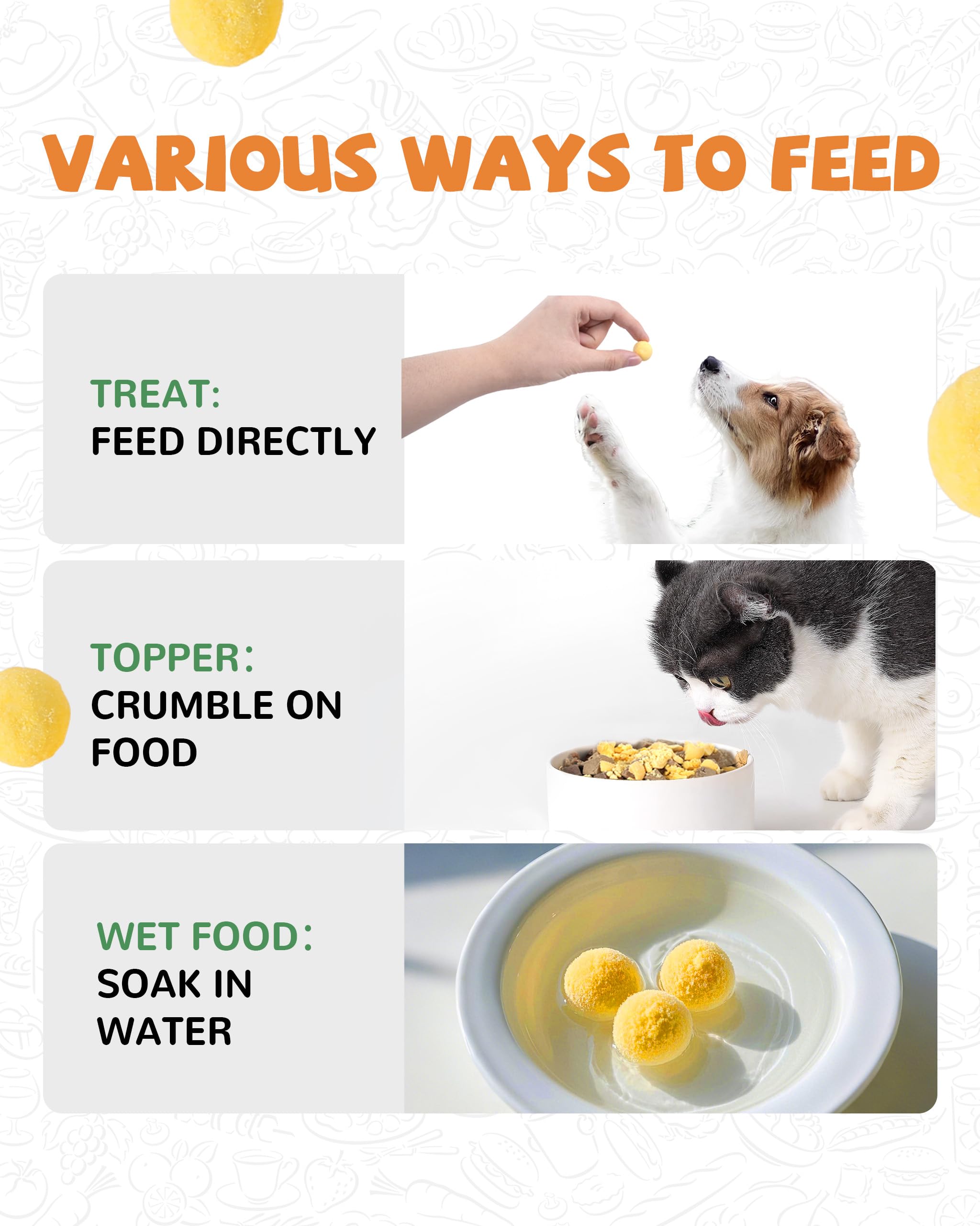 PAWUP rehydrated quail egg yolk snack aroma enhanced meaty note.