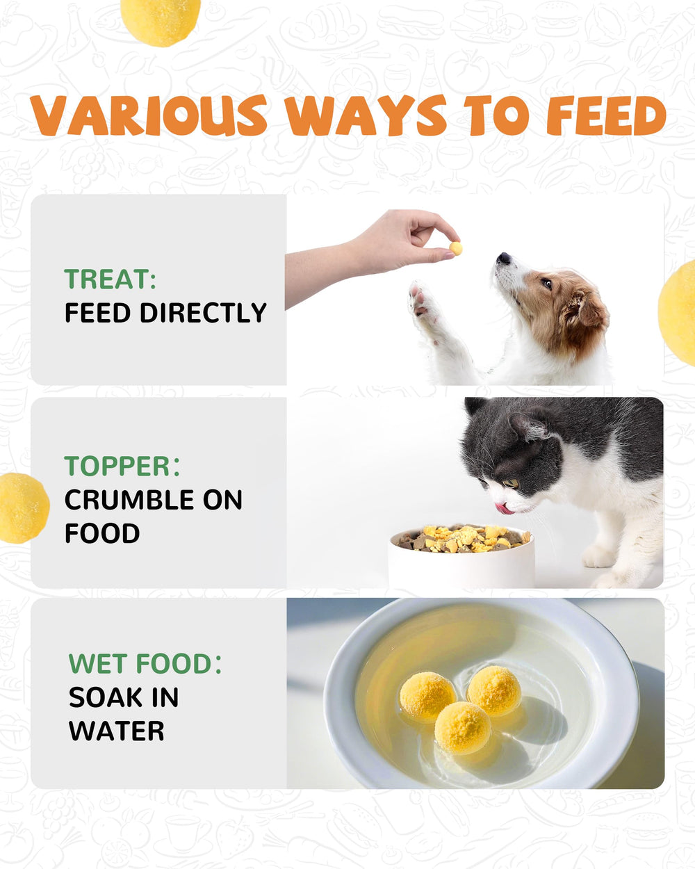 PAWUP rehydrated quail egg yolk snack aroma enhanced meaty note.