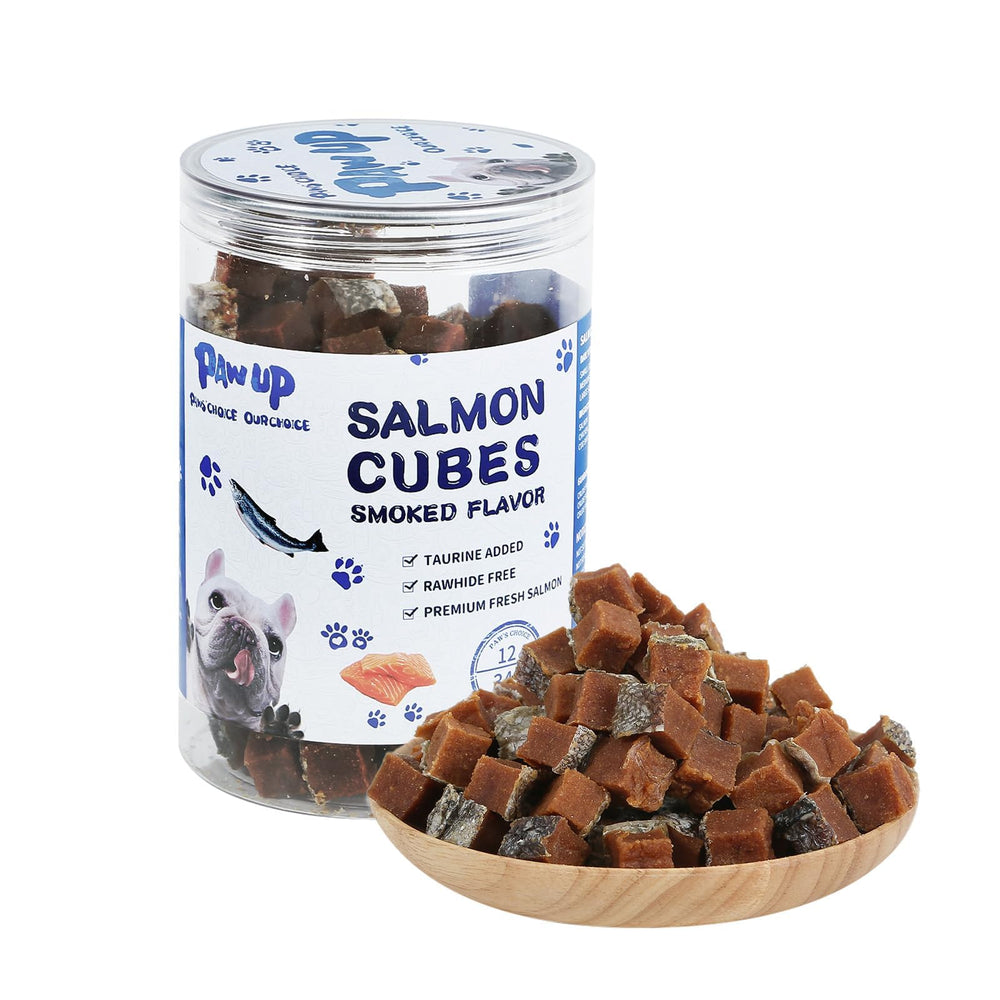 PAWUP Salmon Dog Treats bite-sized smoked jerky for training rewards.
