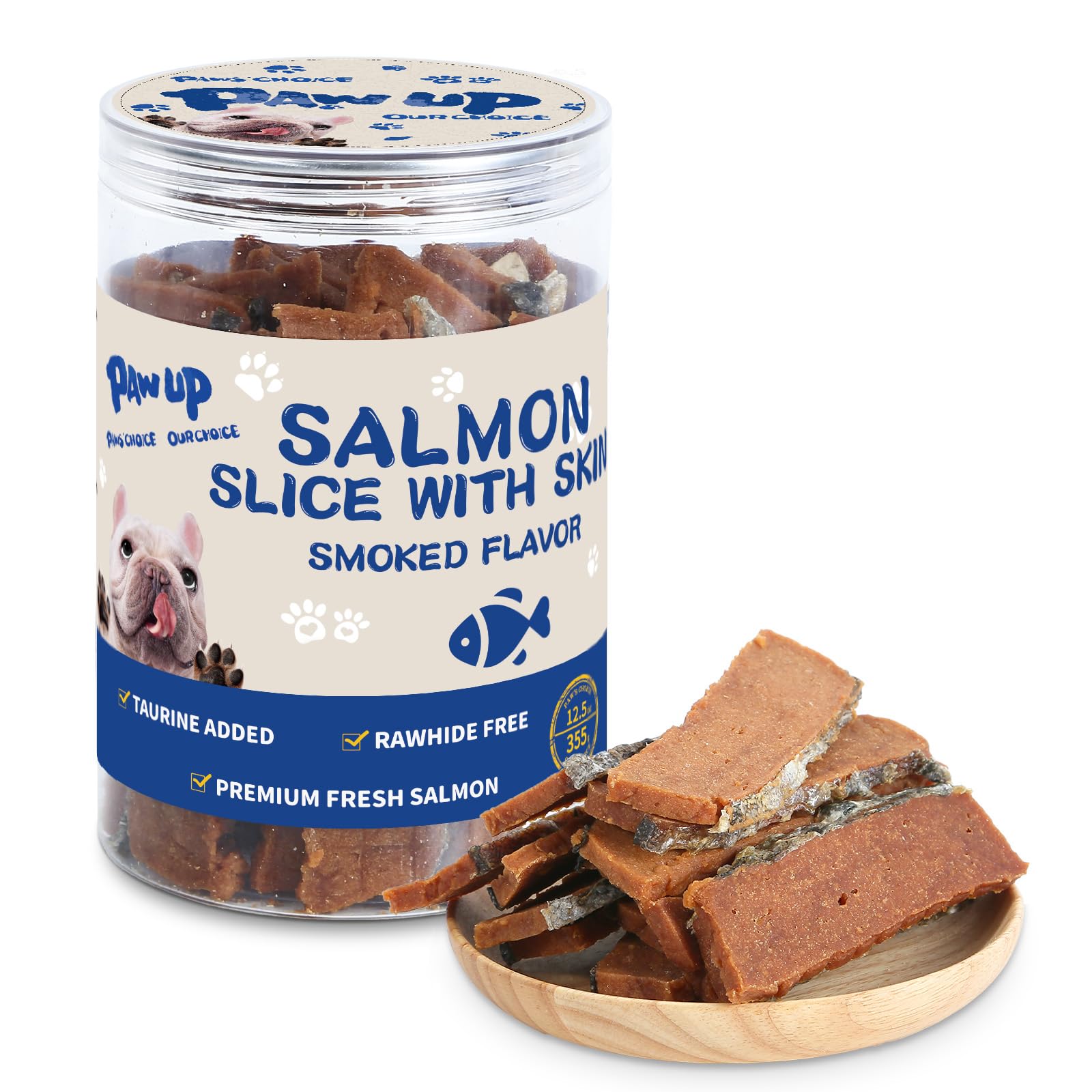 PAWUP Salmon Fillet Treats in bag, protein-rich daily reward for dogs