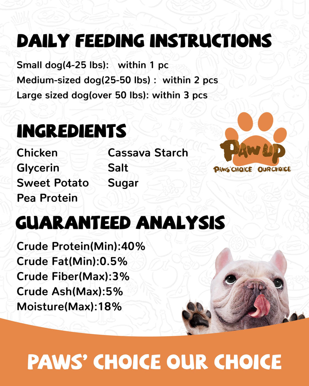 PAWUP serving ideas image shows easy-to-break sticks for small dogs