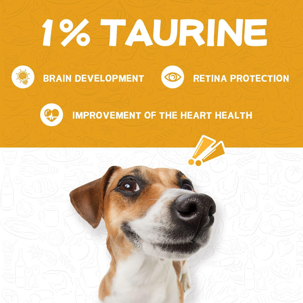 PAWUP taurine added dog treat highlighting nutrients.