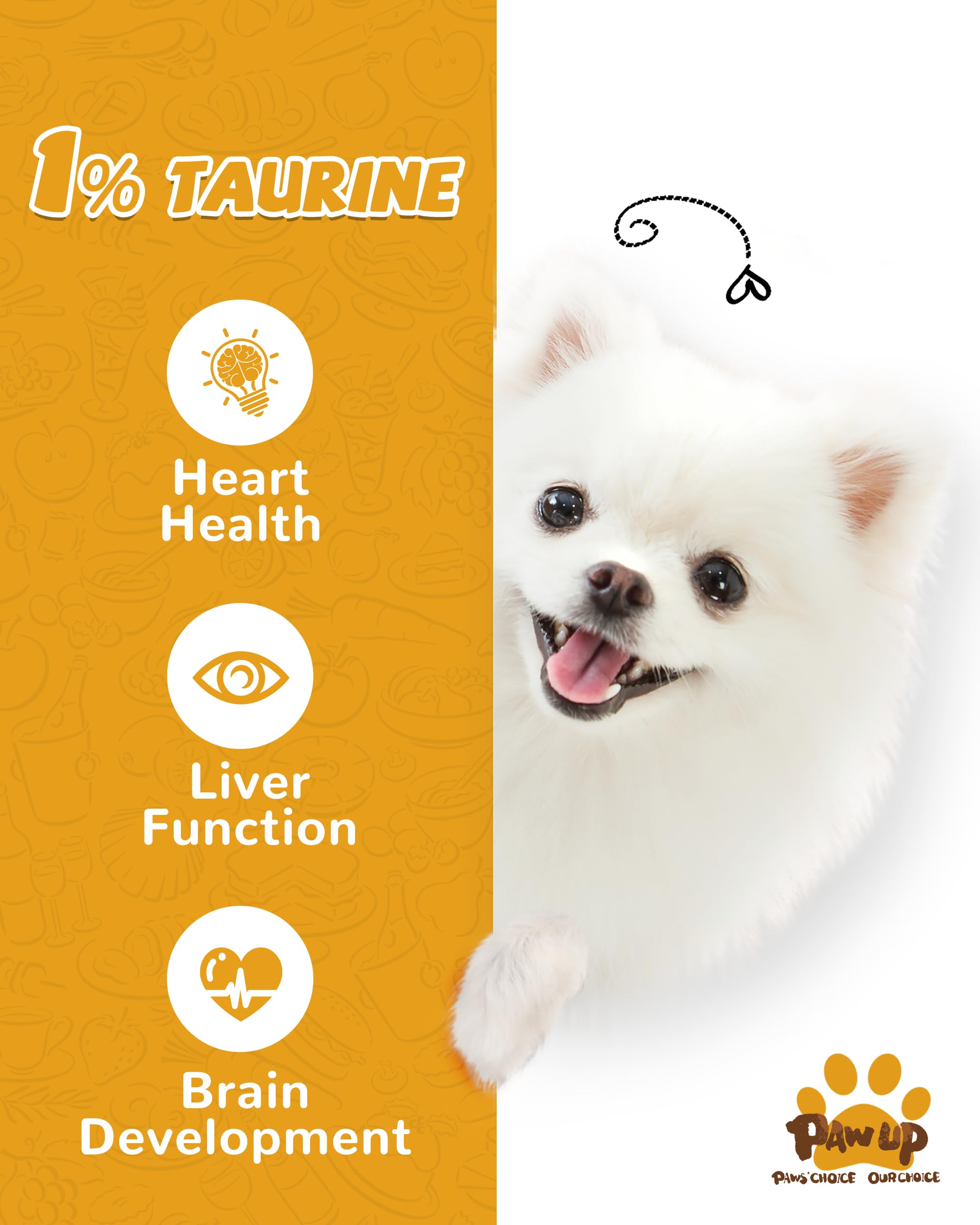 PAWUP Taurine Added label visible on packaging.