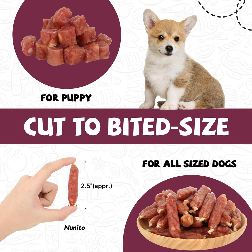 PAWUP Cheese-flavored duck sausage image highlighting protein variety in treats.