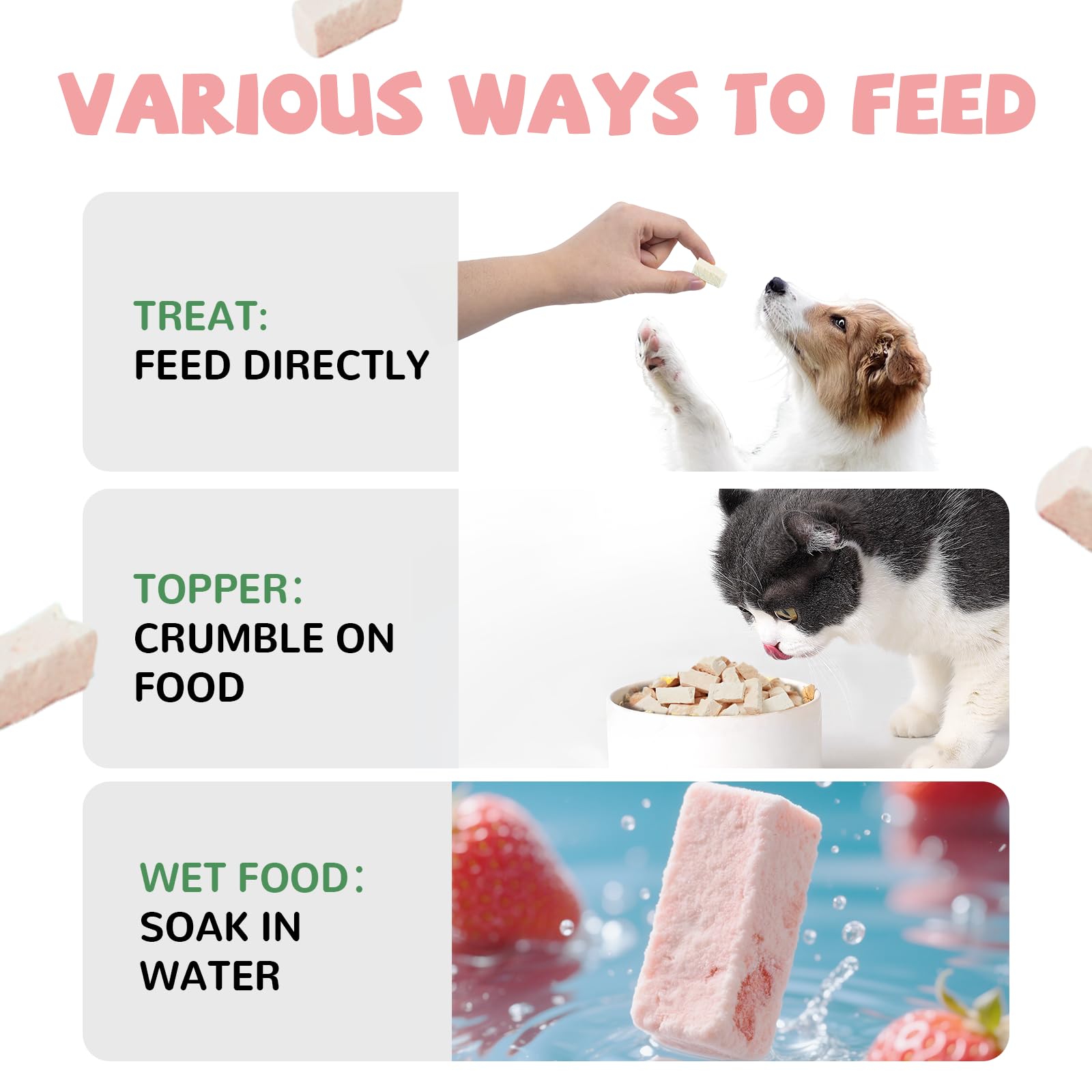 PAWUP treats crumbled over kibble to boost appetite.
