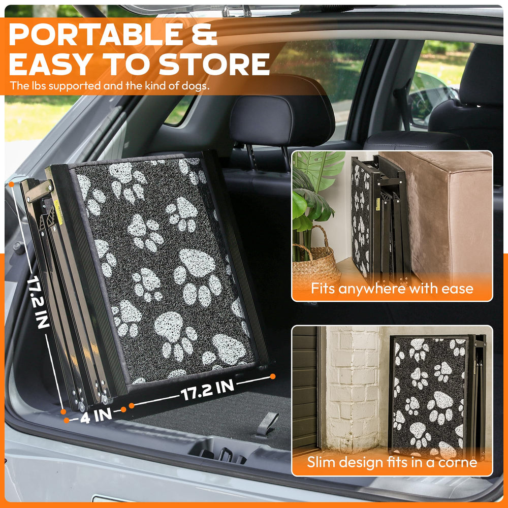 PAWUV dog ramp with nonslip paw-print surface for traction