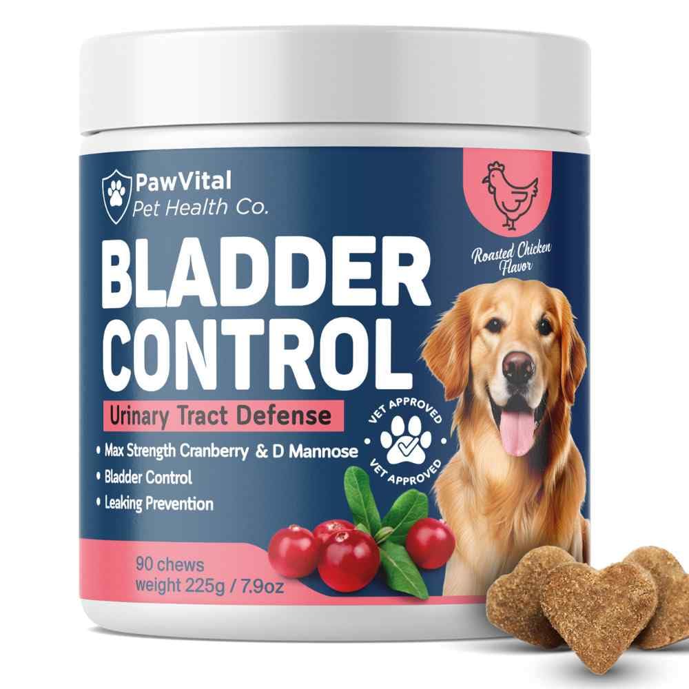 PawVital UTI dog bottle showing convenient daily bladder support supplement