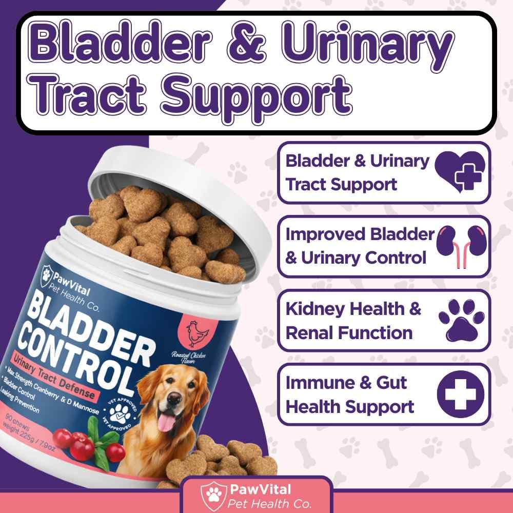 PawVital UTI chews closeup with cranberry and D Mannose for urinary care