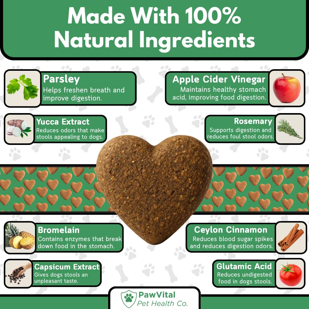 PawVital No Poo Chews soft chews close-up—tasty daily gut support for dogs