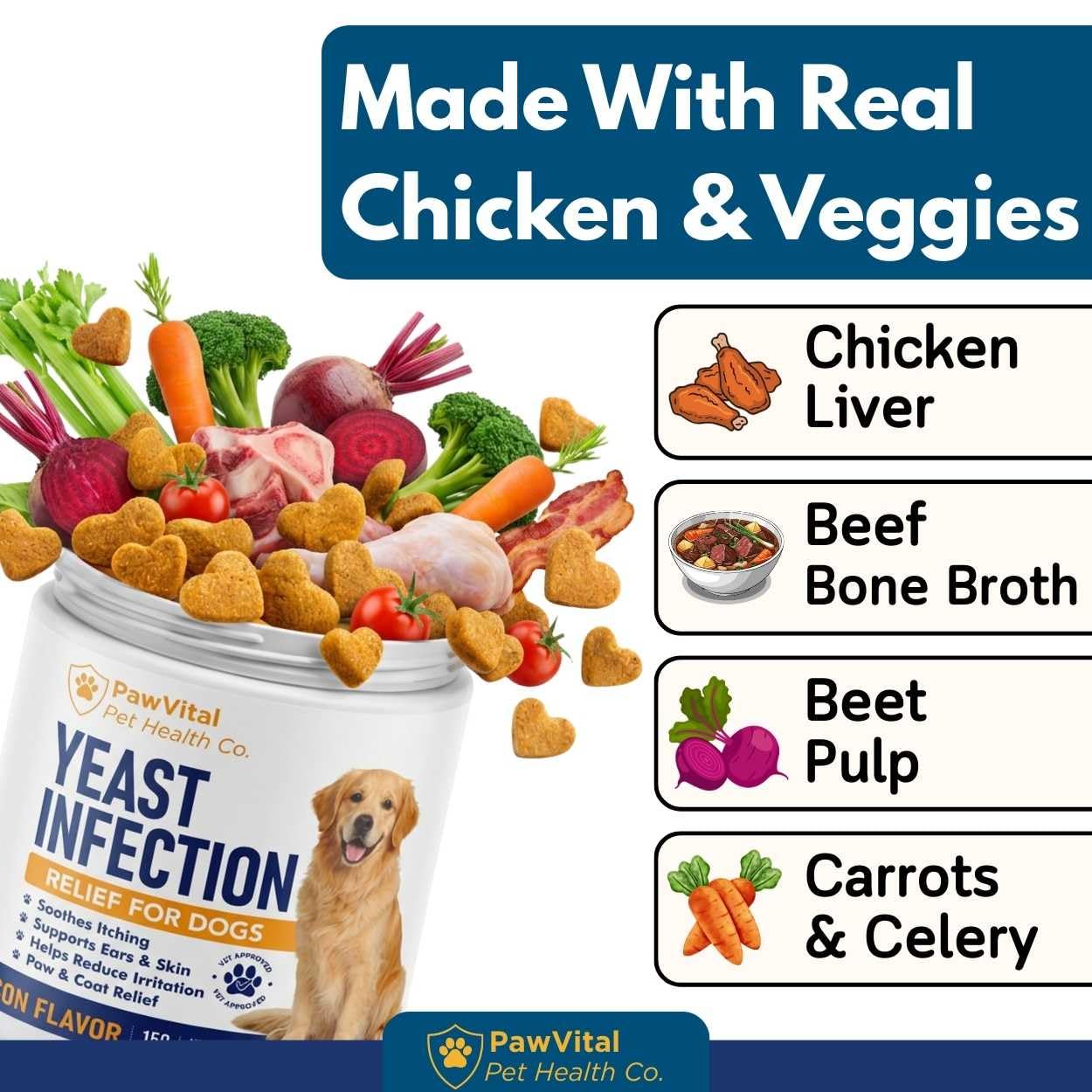 PawVital 150 chews jar packaging for all breeds and ages