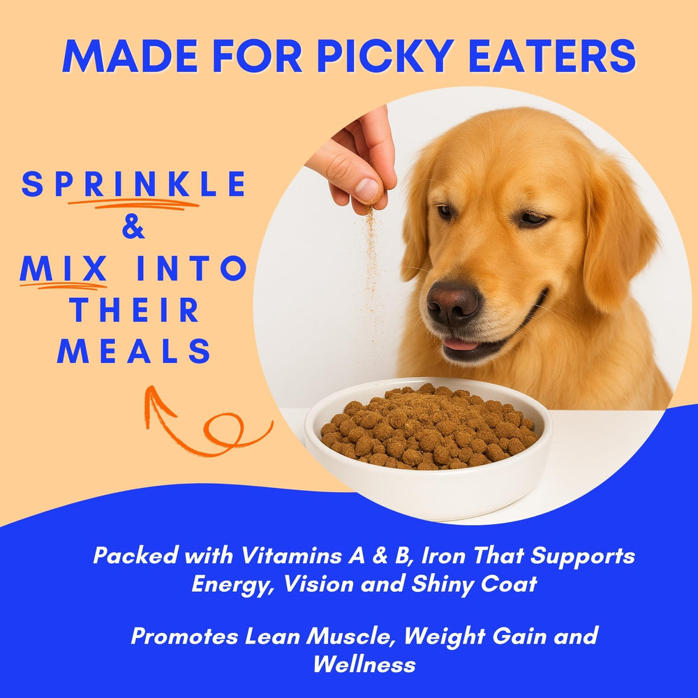 Dog and cat enjoy PAWW CHEW Beef Liver Topper at mealtime.