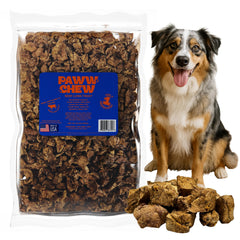 PAWW CHEW beef lung treat hero shot, ideal training reward.