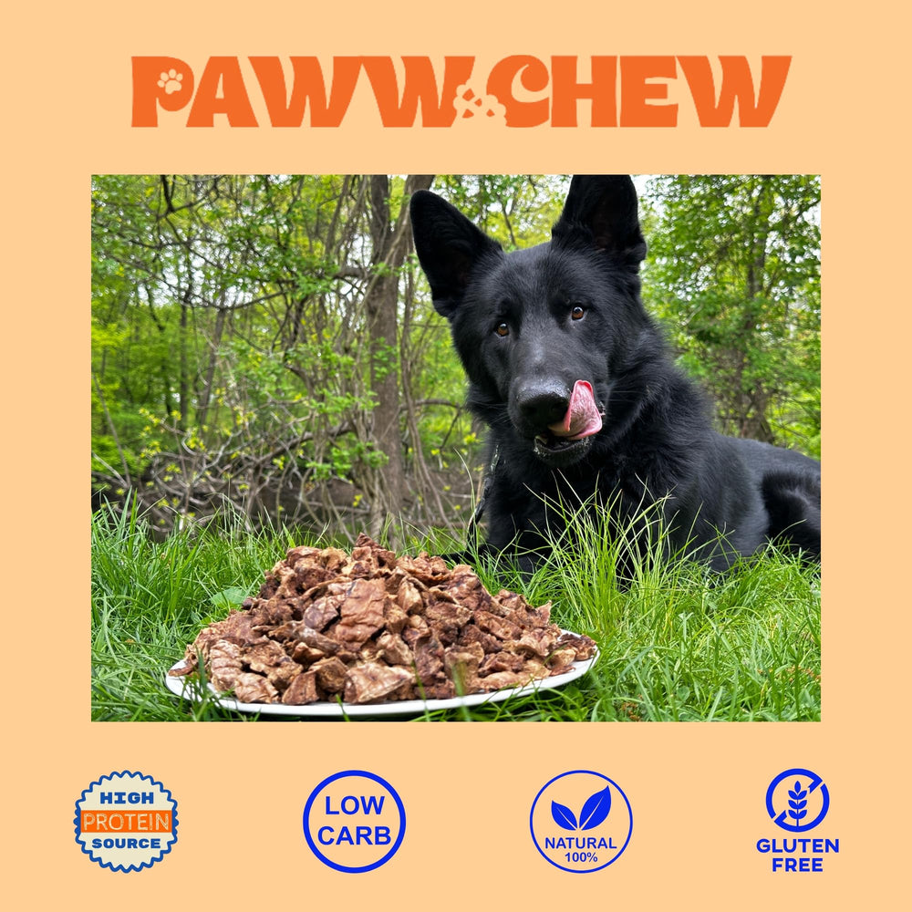 PAWW CHEW beef lung treat made in USA from grass-fed cattle.