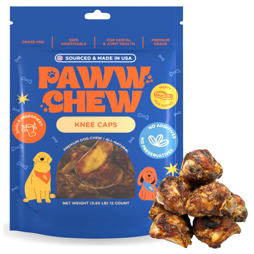 PAWW CHEW knee caps close-up, durable bones for aggressive chewers
