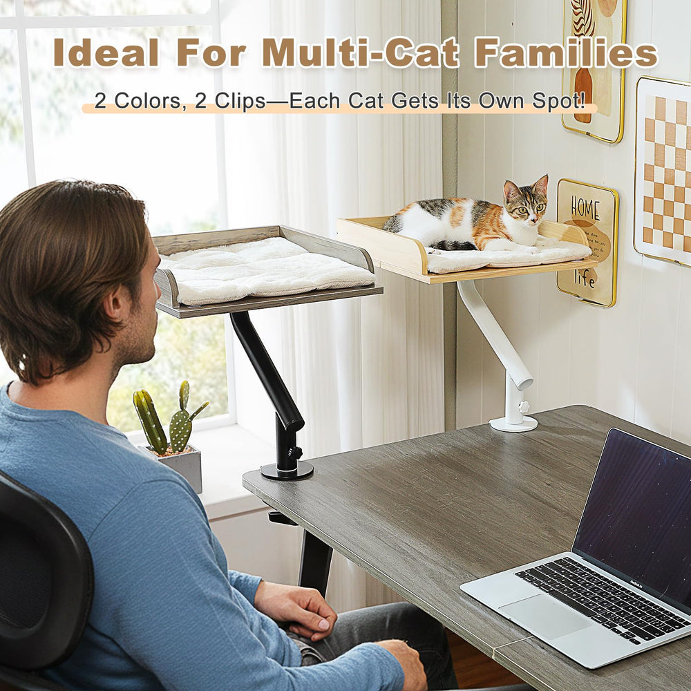 PAWZ Road beige desk bed adds a warm, cozy touch to your workspace.