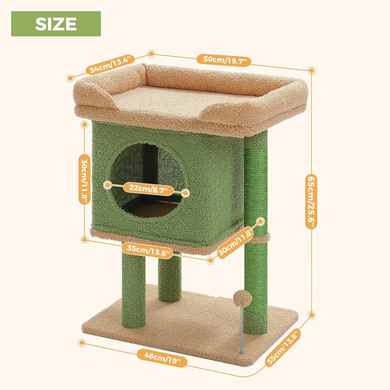 PAWZ Road cactus cat tree fits small spaces with a compact footprint.