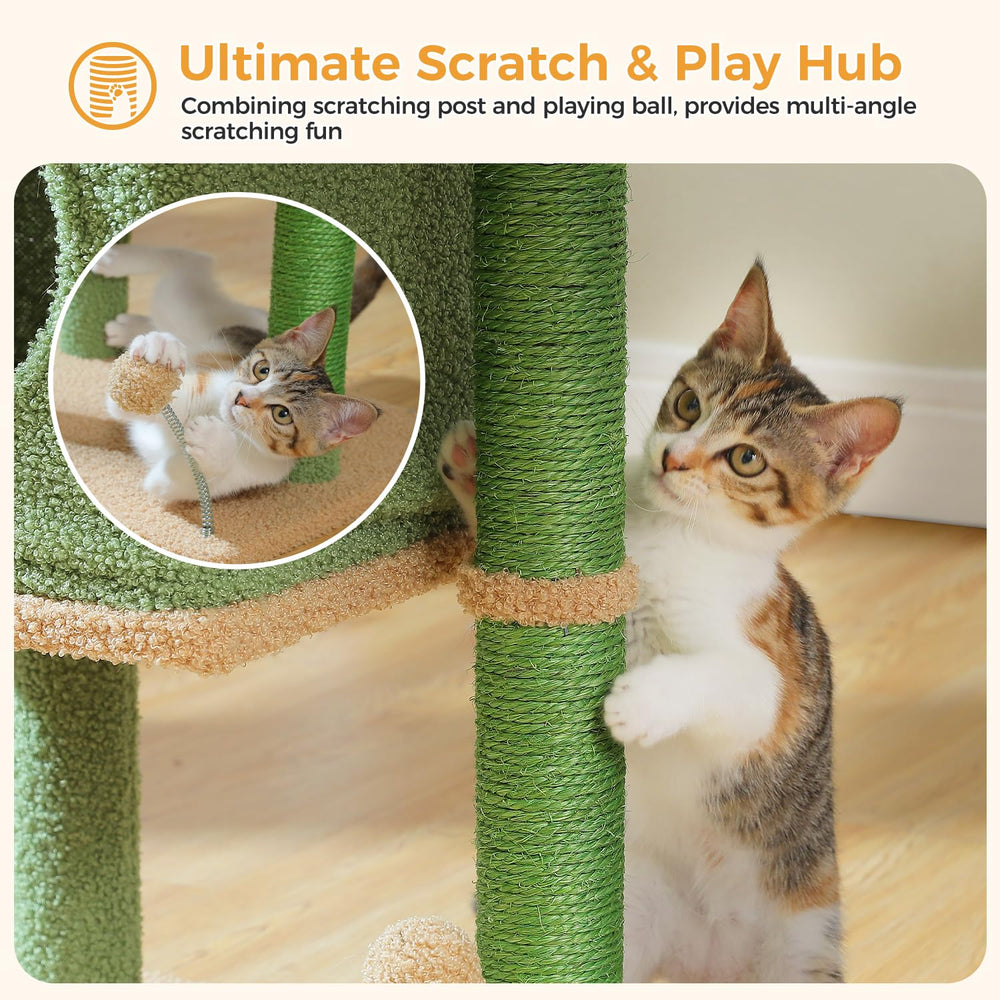 PAWZ Road cat tree features two sisal posts to satisfy scratching instincts and protect furniture.