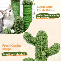 PAWZ Road cactus scratcher hanging ball toy encourages playful swats.