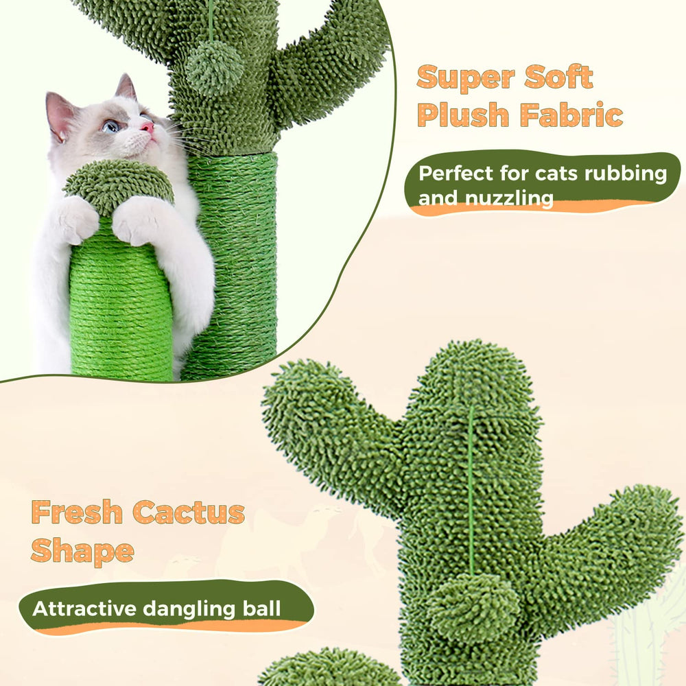 PAWZ Road Cactus Scratcher shows soft carpet on base and top.