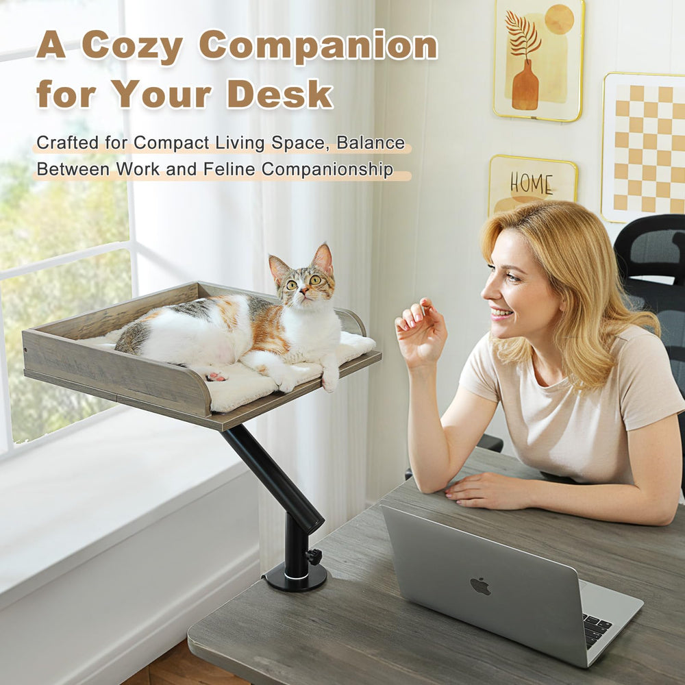 PAWZ Road cat desk bed desk-edge attachment enables convenient setup on any table