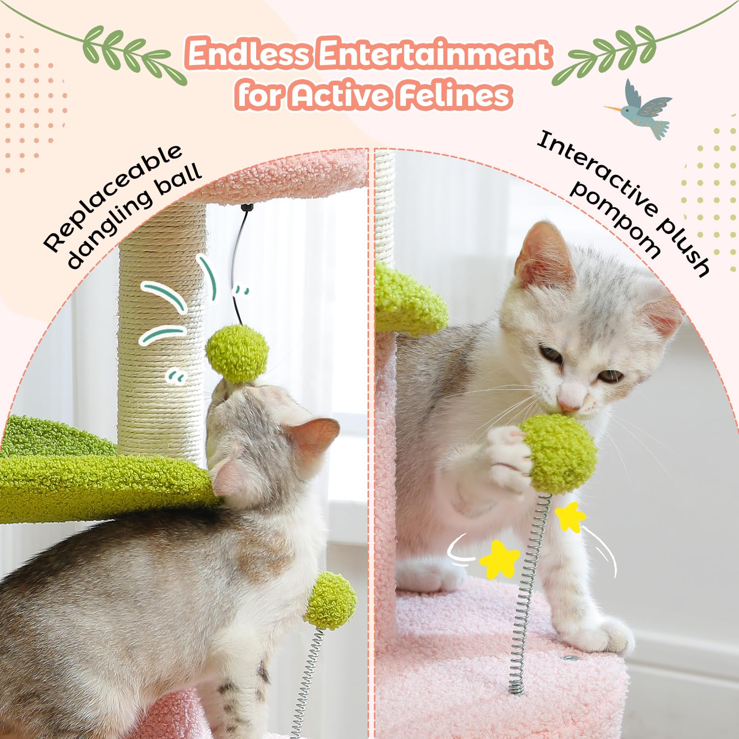 PAWZ Road Cat Tree Pink Condo — private cozy nook for cats to nap.