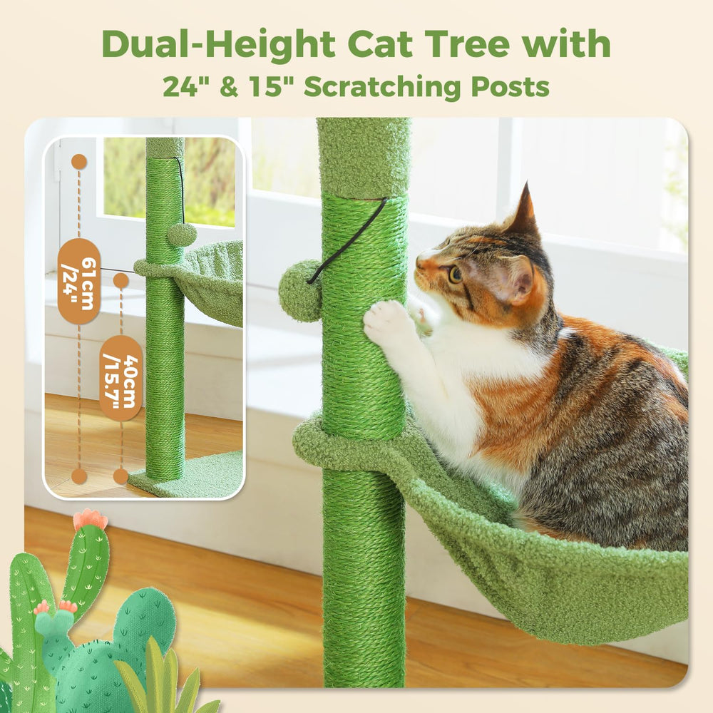 PAWZ Road cactus cat tree side view with accessible scratching area.