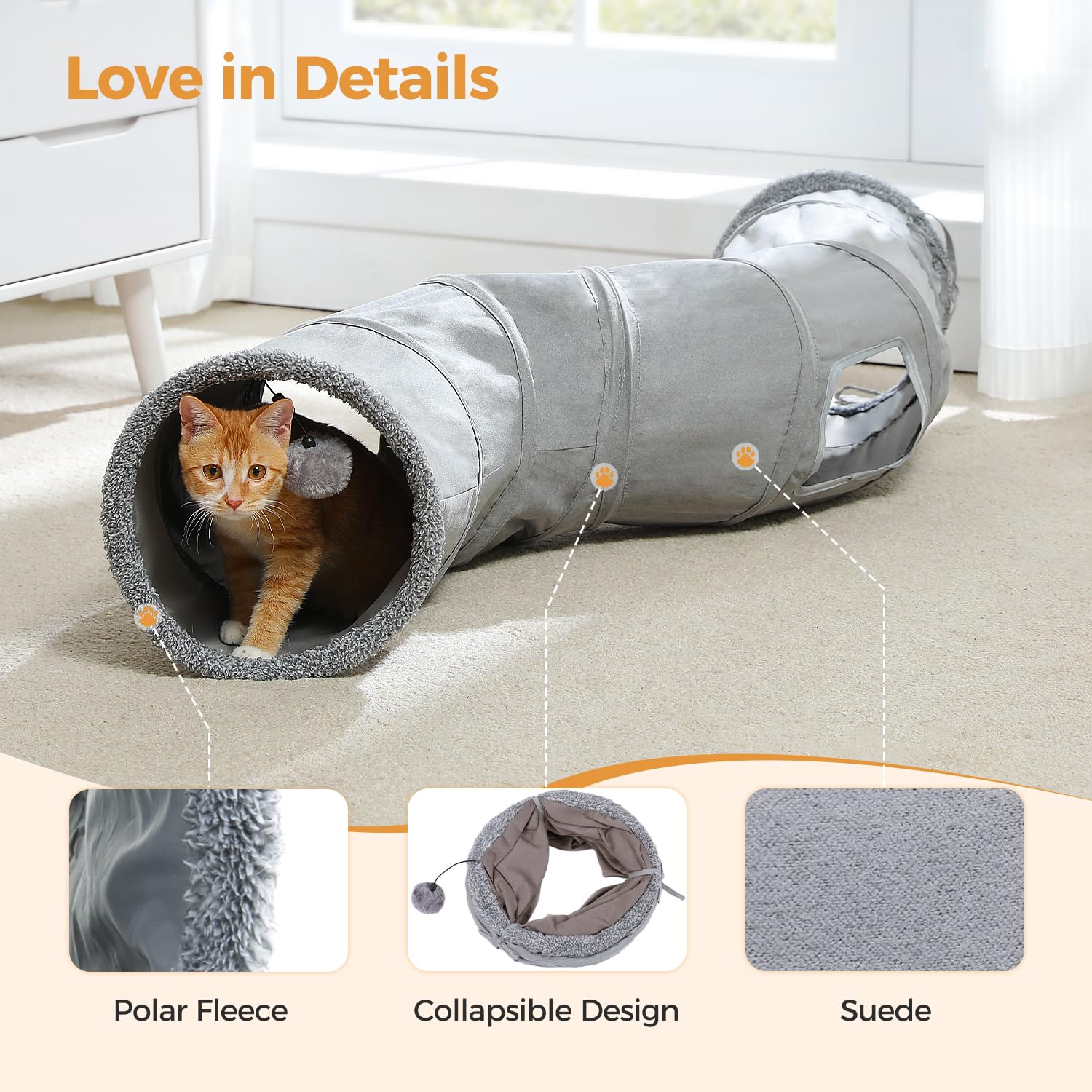 PAWZ Road cat tunnel faux fur texture for cozy hideouts
