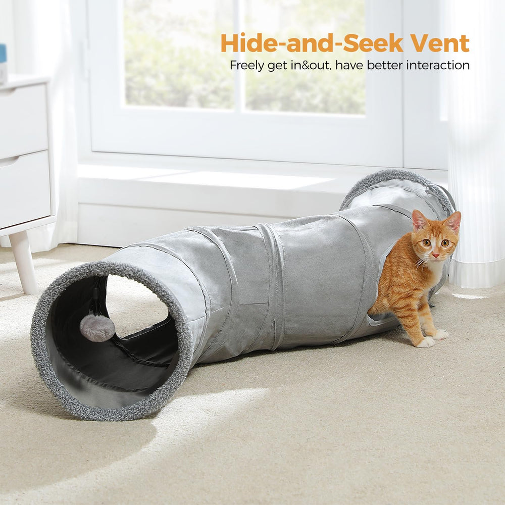 PAWZ Road cat tunnel with hanging ball sparks interactive play