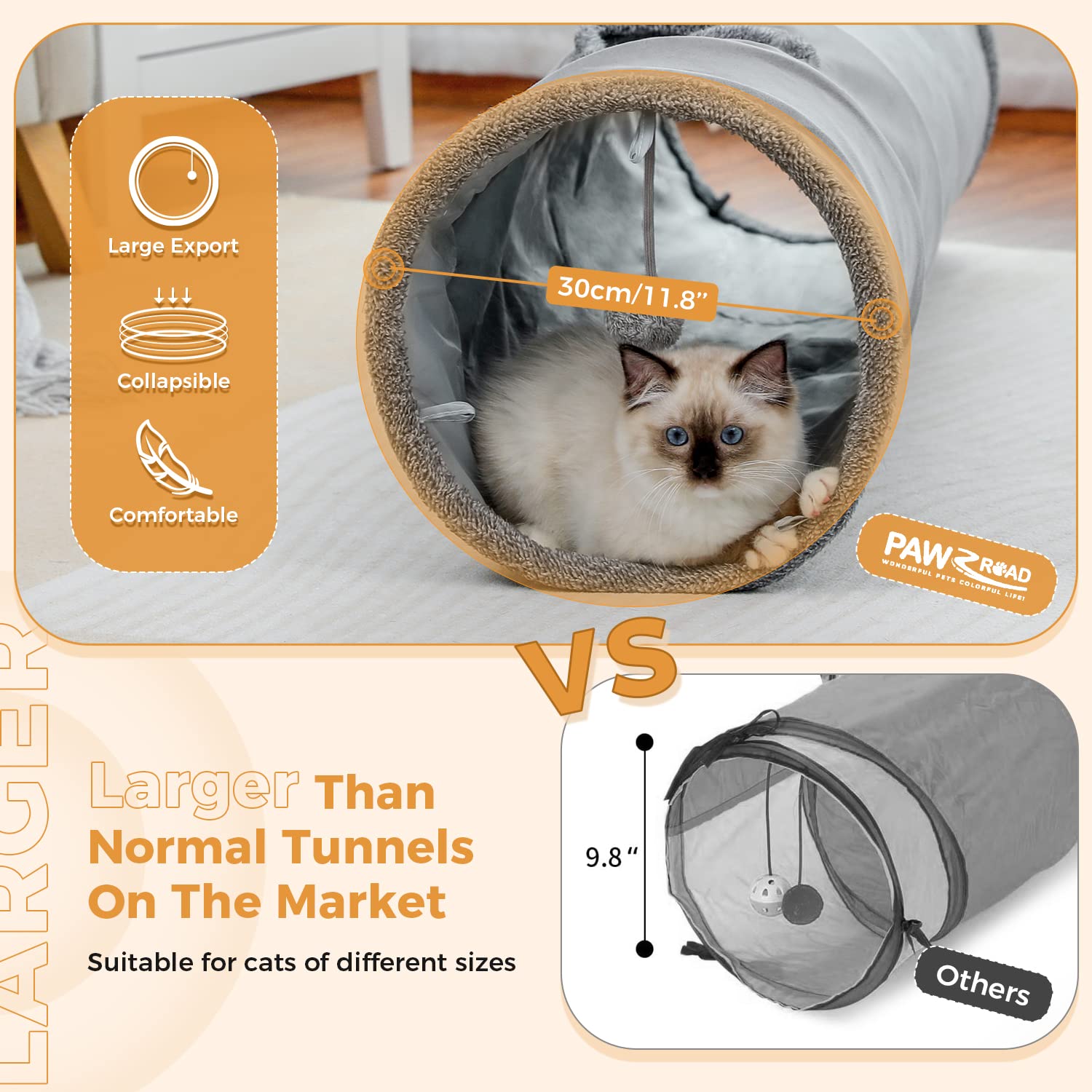 PAWZ Road tunnel two-hole design encourages agile routing and peek-a-boo fun.