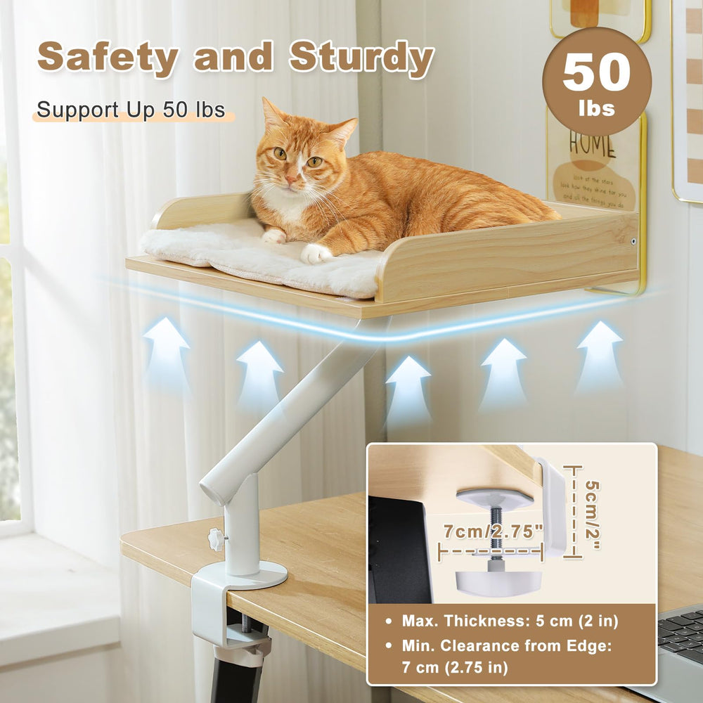 PAWZ Road clamp-on desk mount secures the cat desk bed to your table edge.