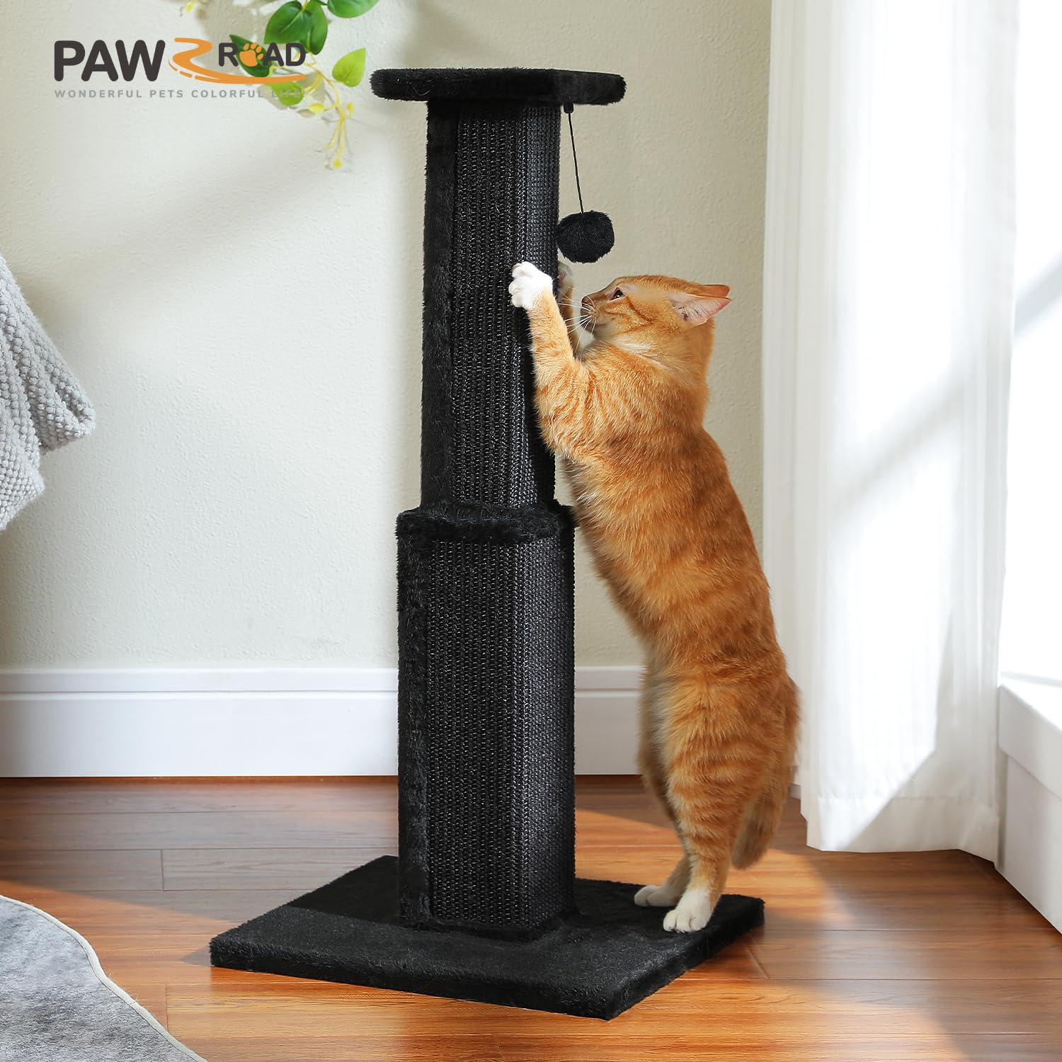 PAWZ Road indoor cat friendly scratch post protects furniture from claws.