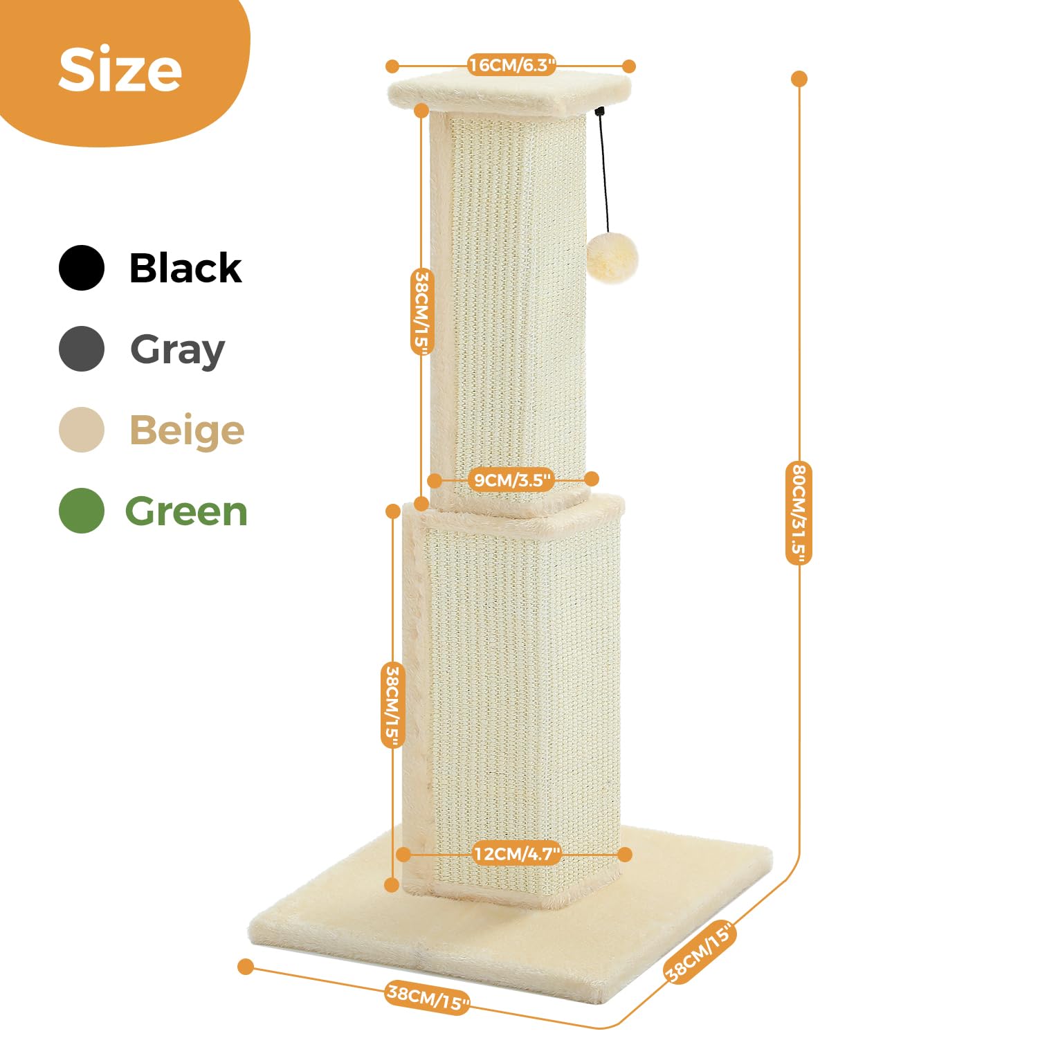 PAWZ Road sisal pillar with 5-inch diameter provides durable scratching area.