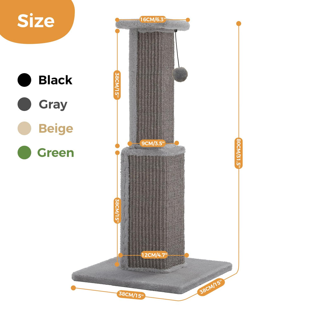 PAWZ Road scratching post base provides stable support during active scratching.