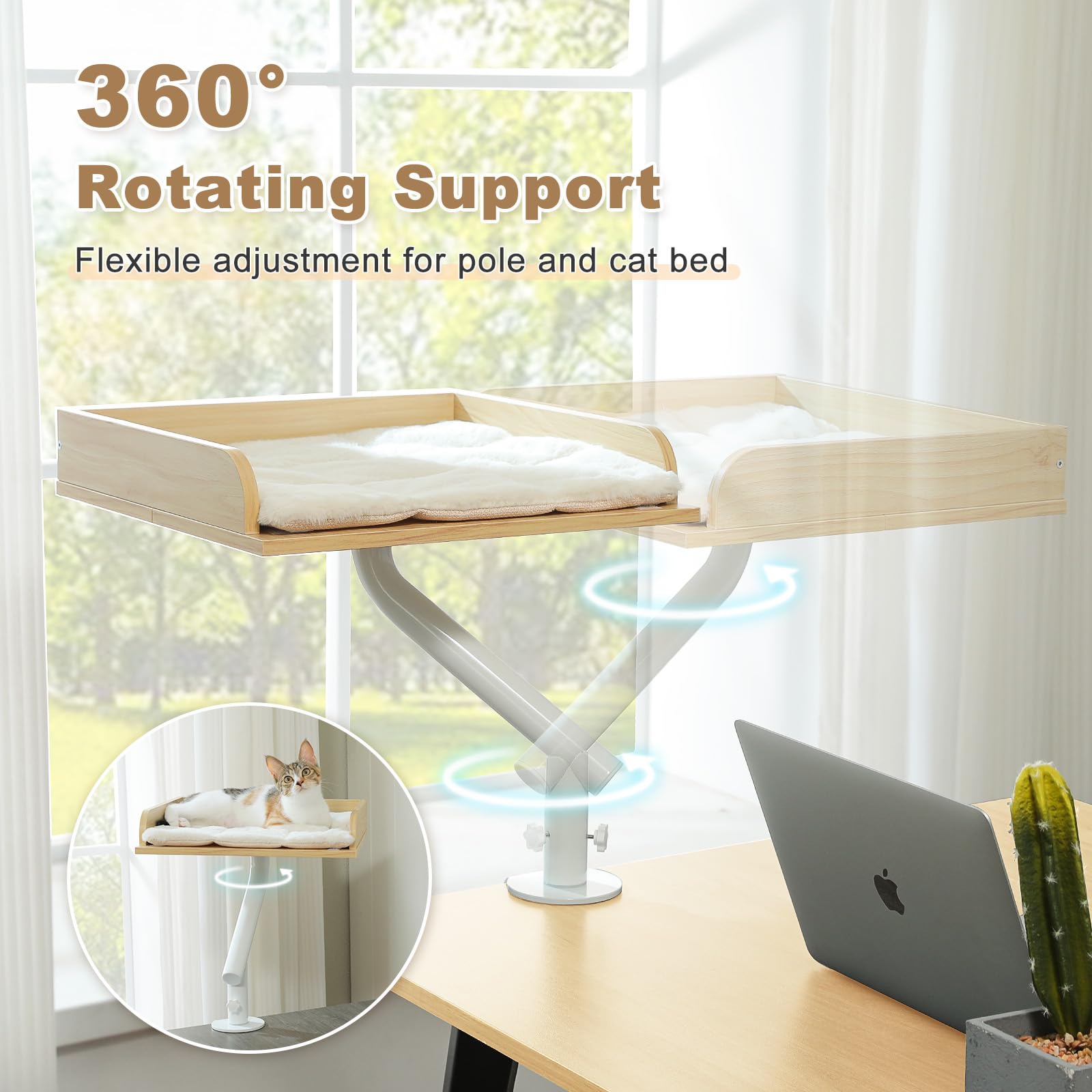 PAWZ Road hardwood core support with strong clamp provides stable desk mounting.