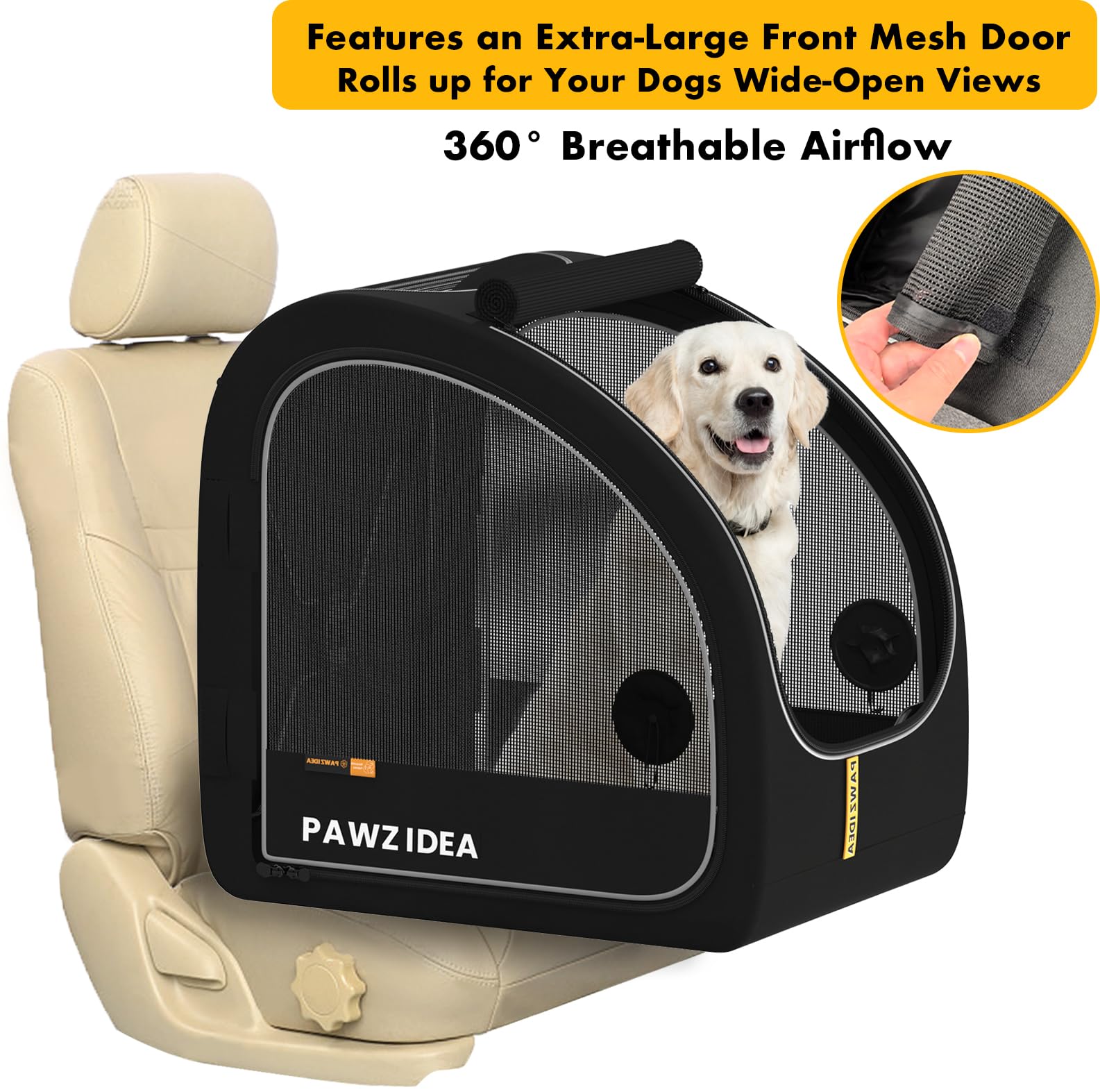 PAWZIDEA backseat-friendly crate fits most cars for passengers
