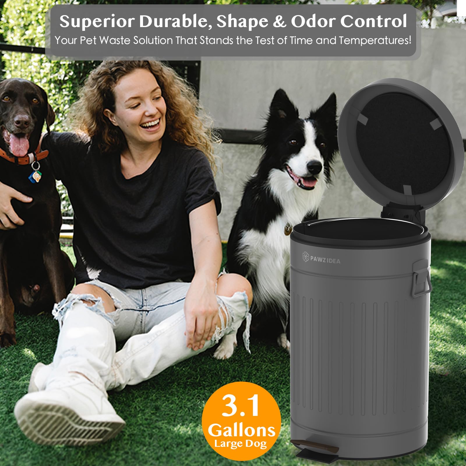 PAWZIDEA backyard waste station helps keep your garden tidy.