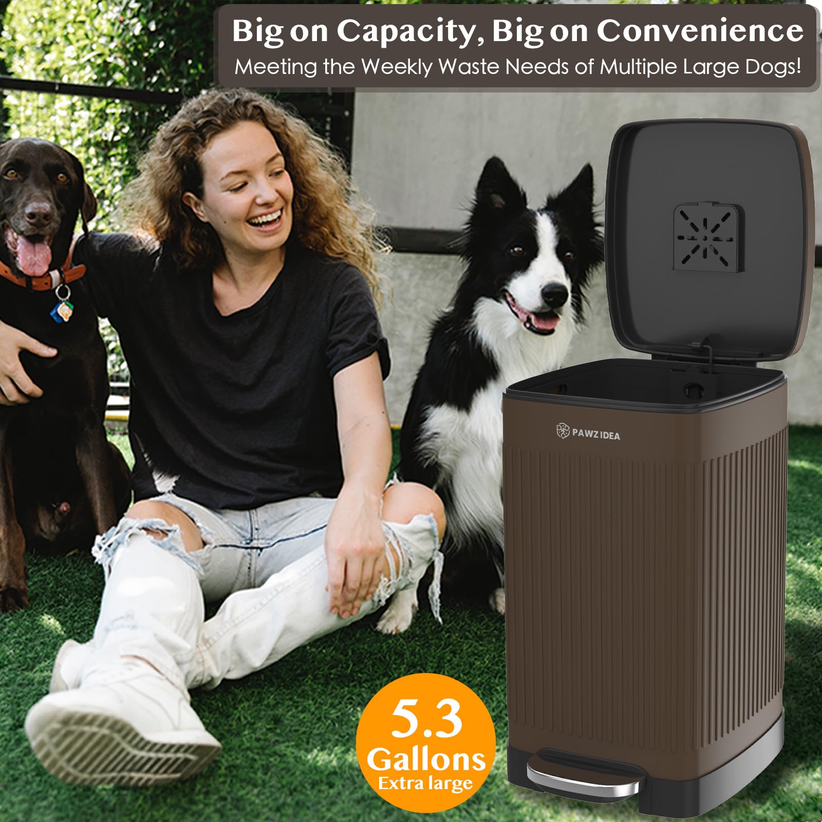 PAWZIDEA compatible with standard 6-gallon trash bags for simple swaps