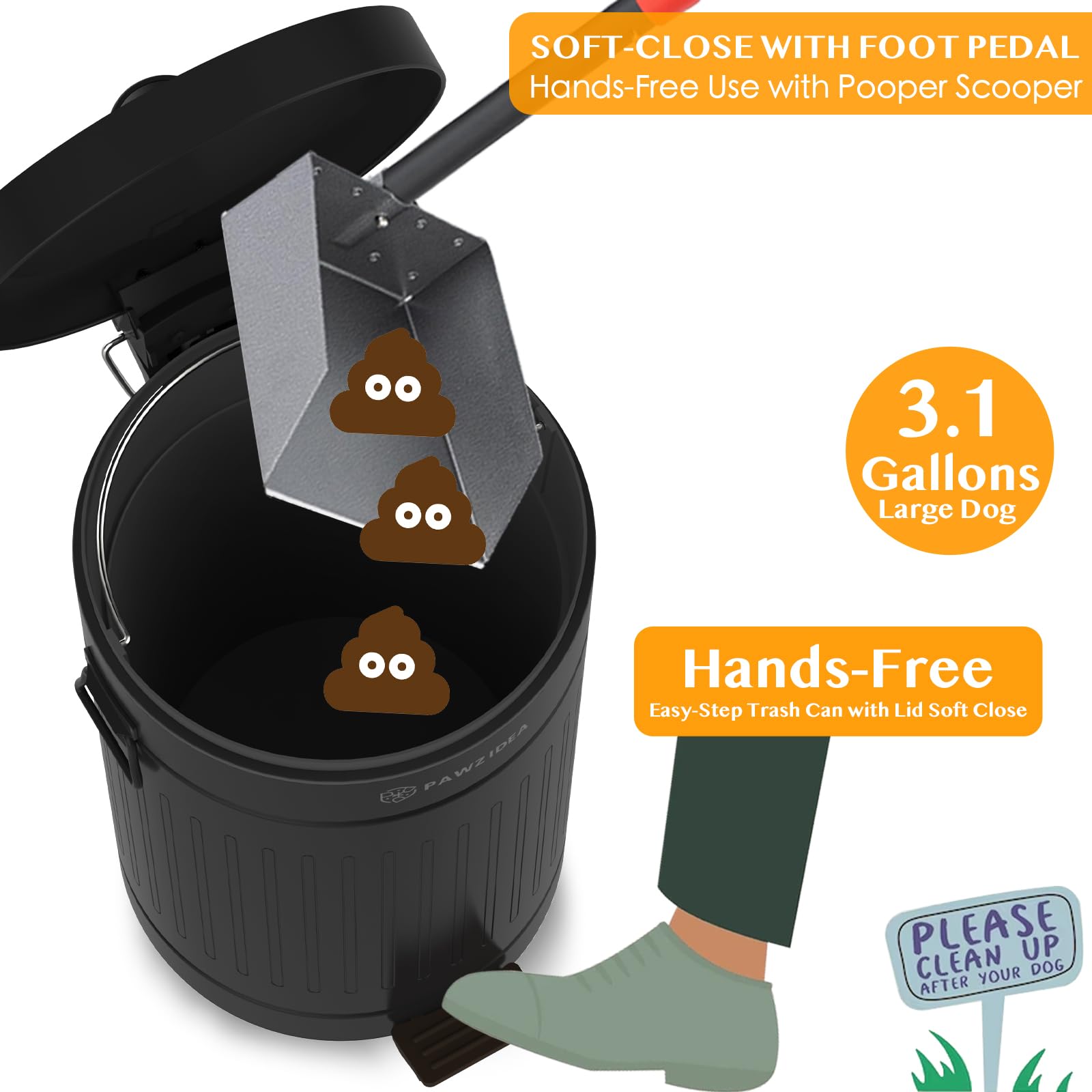 PAWZIDEA BPA-free inner bucket supports easy, safe disposal