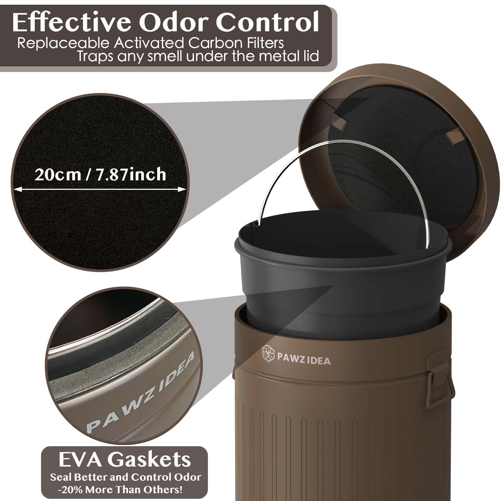 PAWZIDEA carbon filter viewed inside traps smells for fresh outdoor air