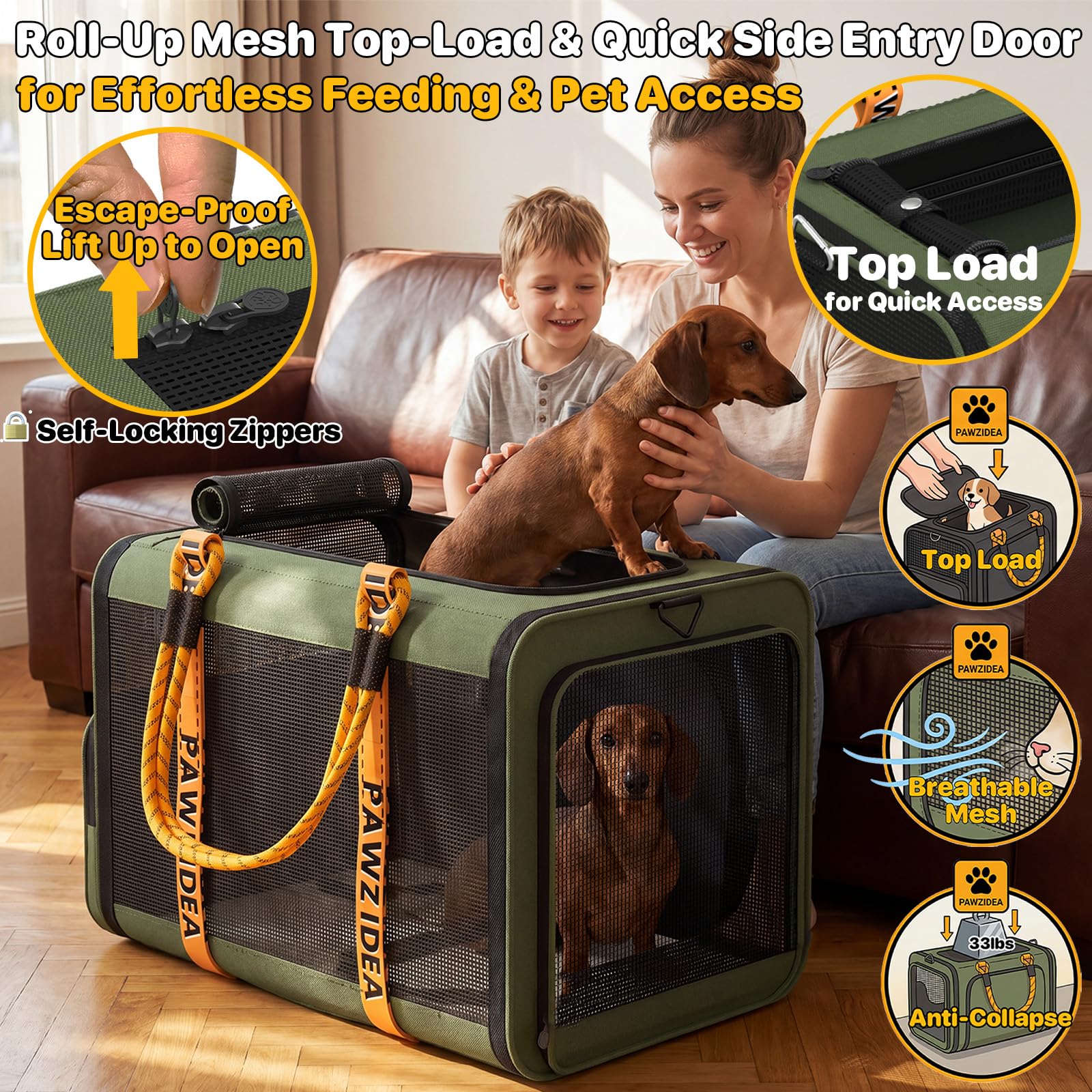 PAWZIDEA carrier folded flat for compact storage