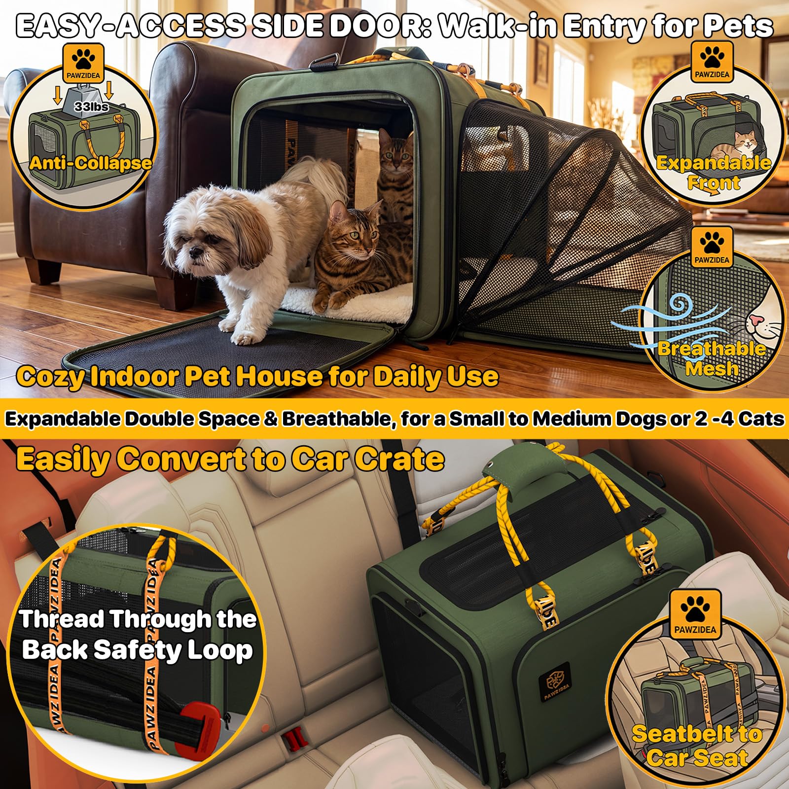 PAWZIDEA side entry for easy feeding and access