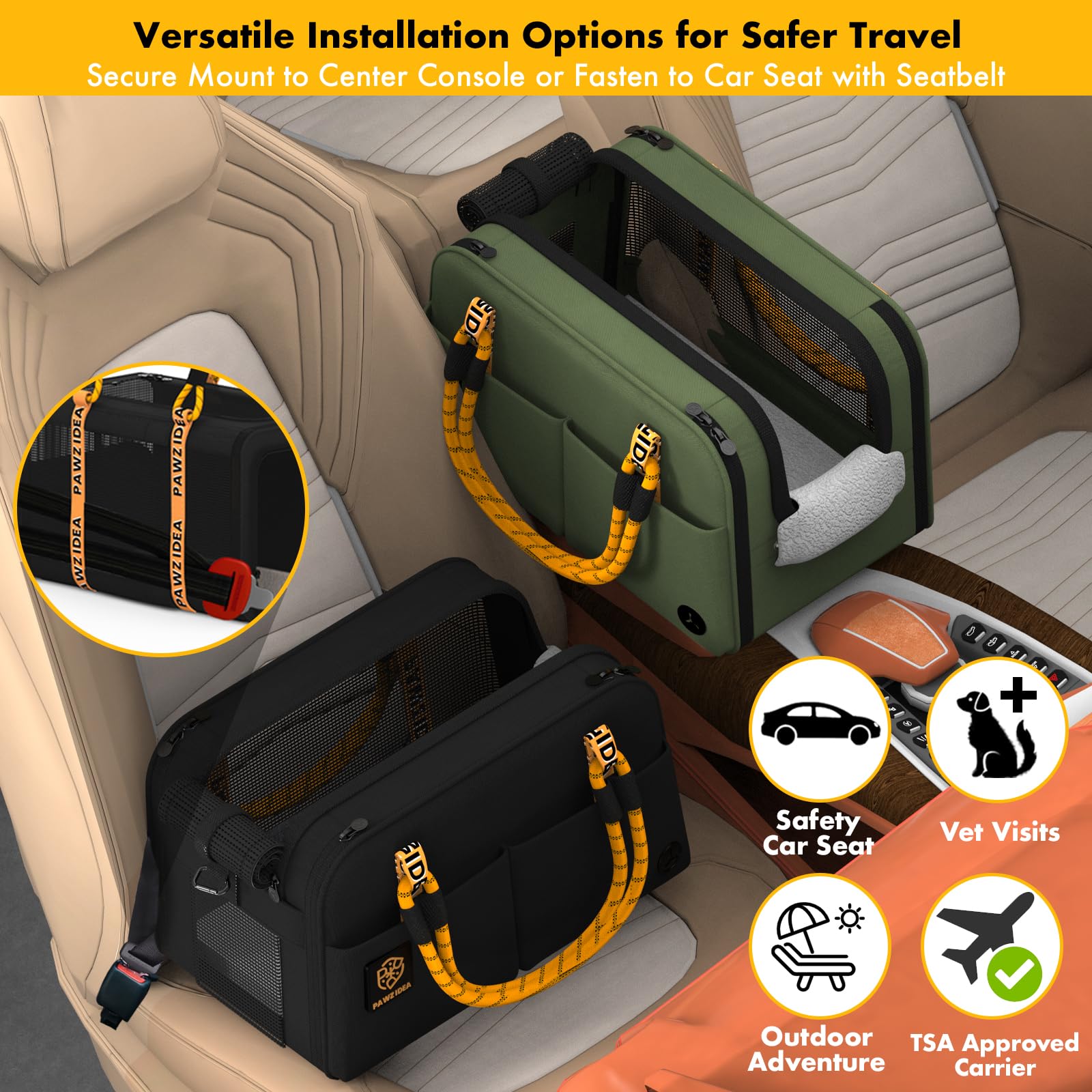 PAWZIDEA top-load mesh door for quick access during trips