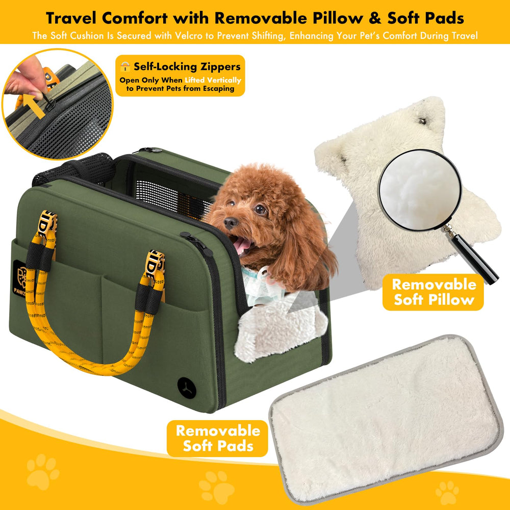 PAWZIDEA dual side pockets hold treats, leashes, and toys.